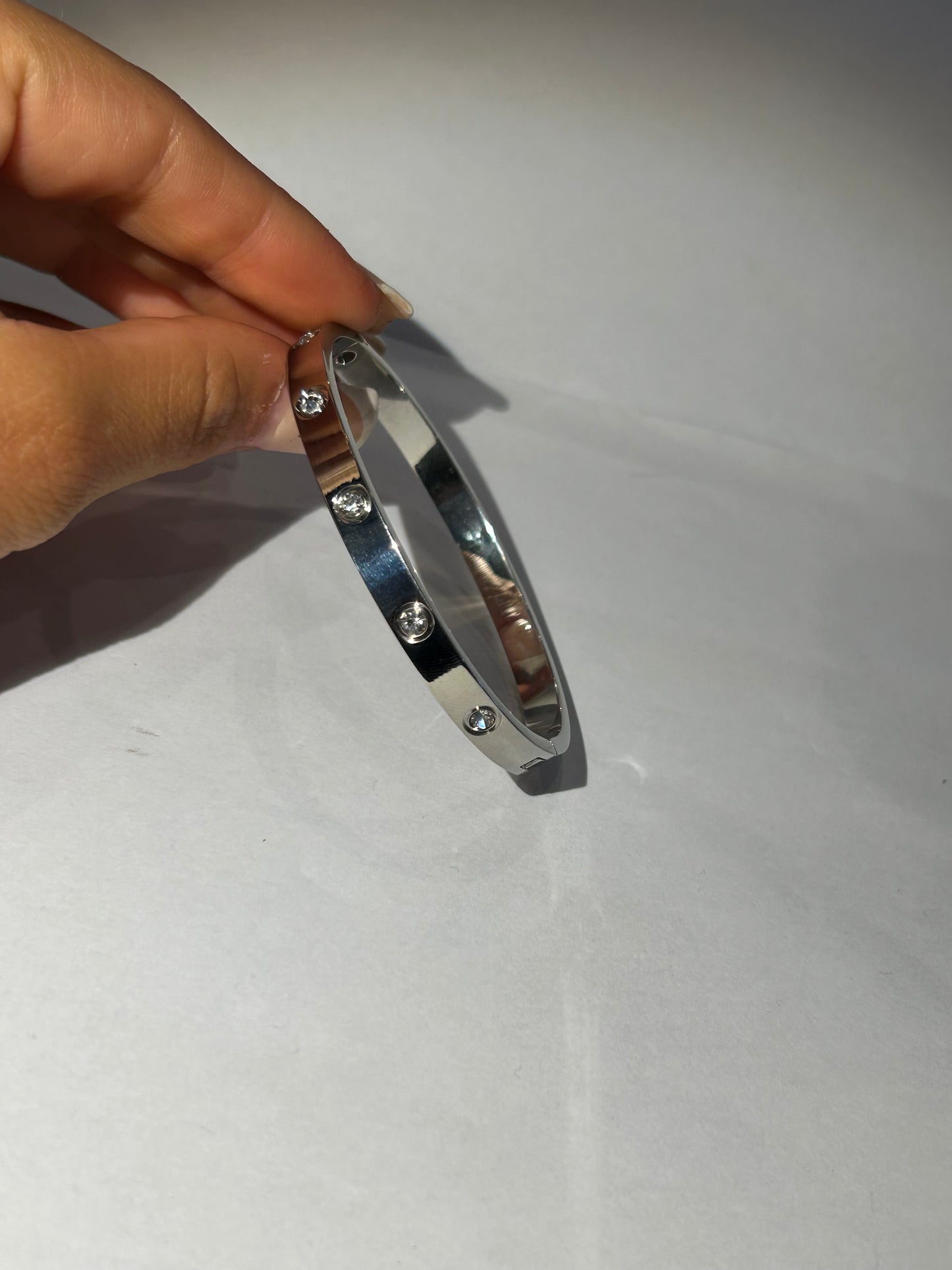 Silver gem bangle bracelet