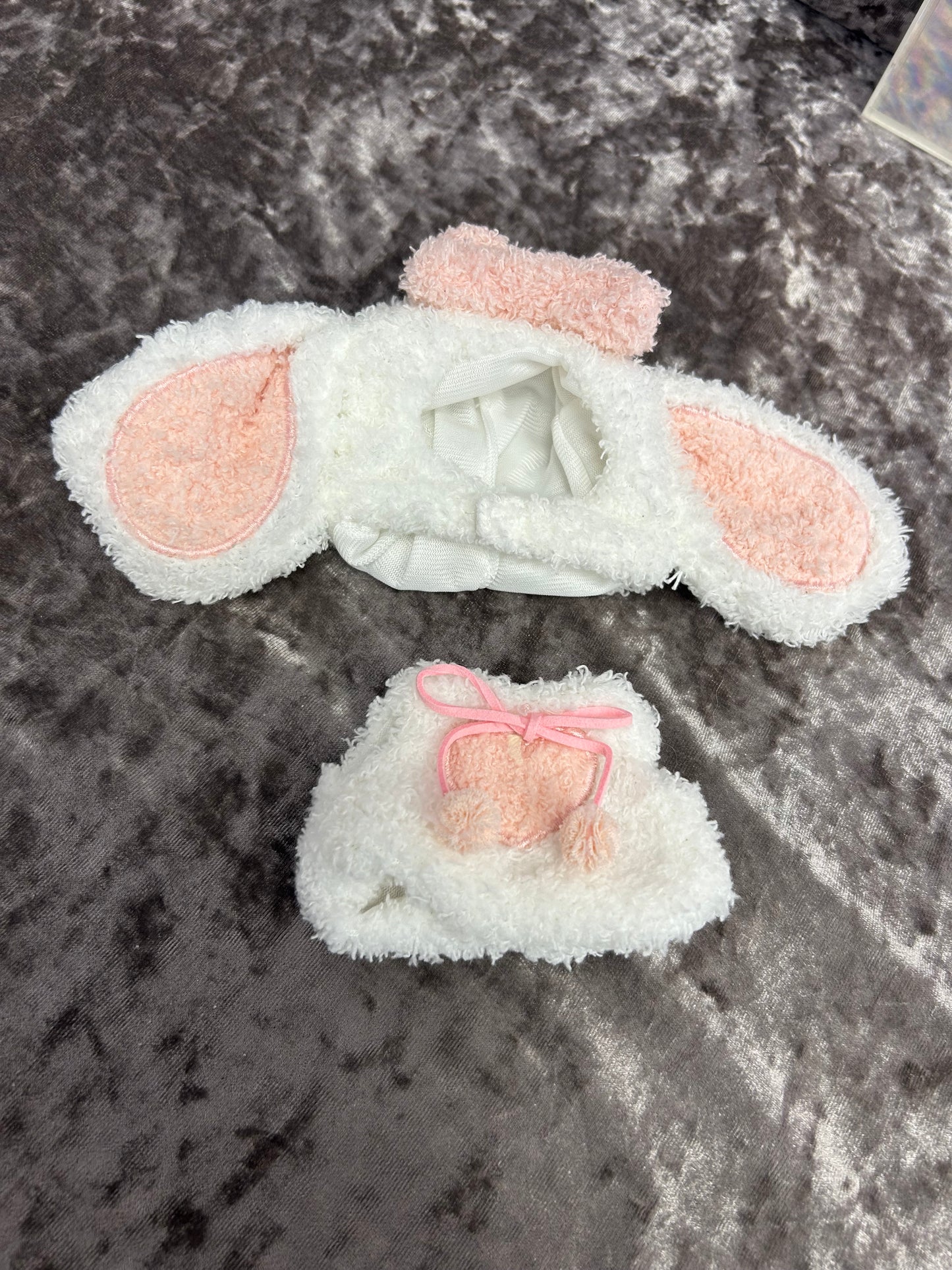 Pink and white bunny outfit. NOT TOY
