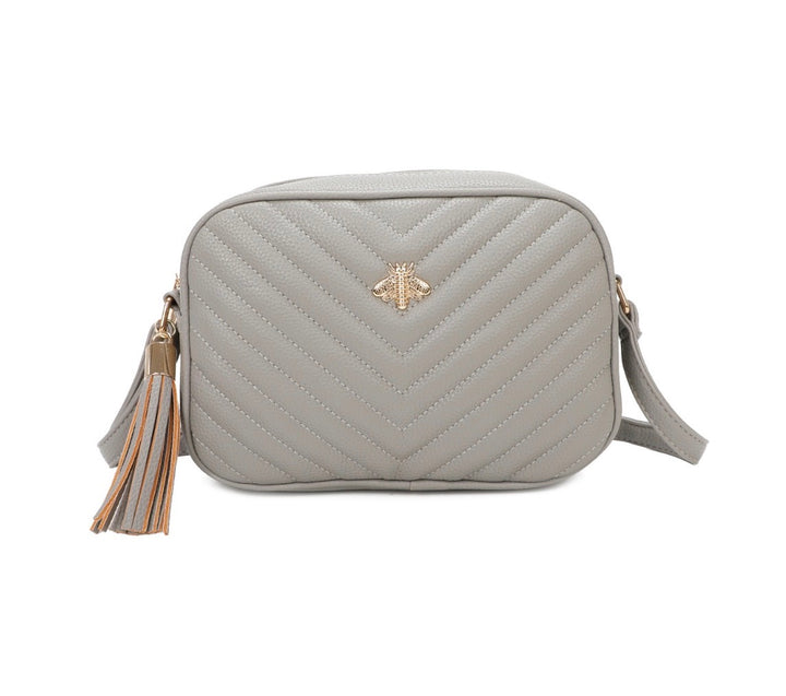 Quilted Bee Detail Crossbody Bag