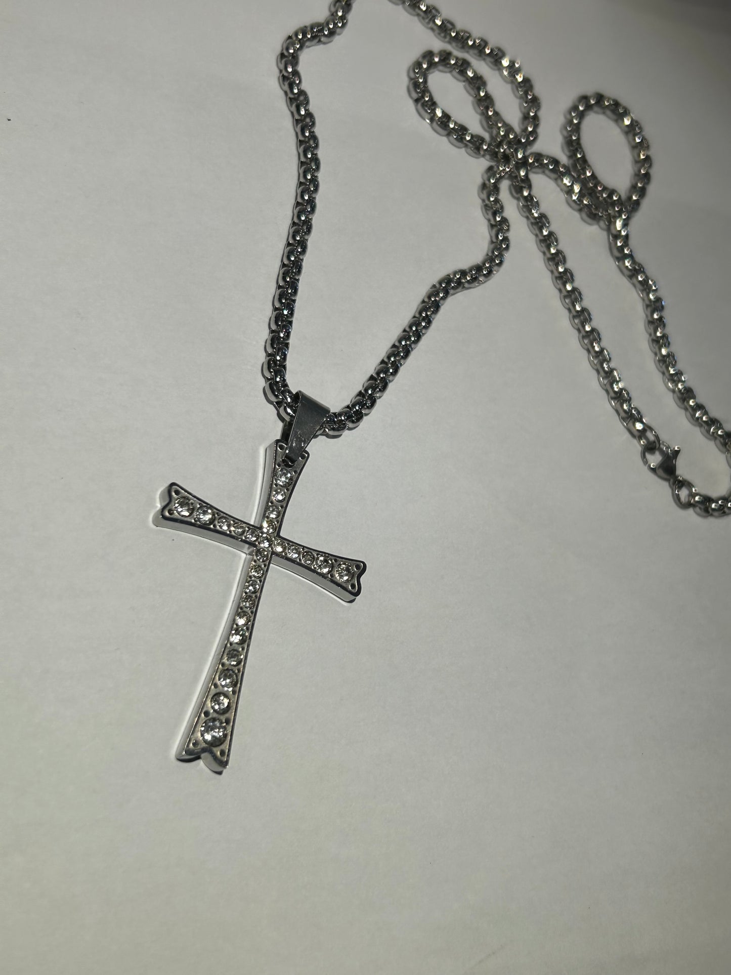 Large Crystal detailed cross shaped pendant