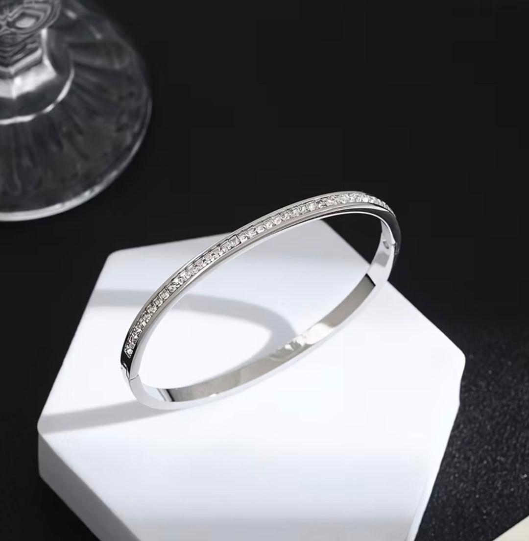 Luxury Silver Or Gold Crystal Bangle Bracelet Set