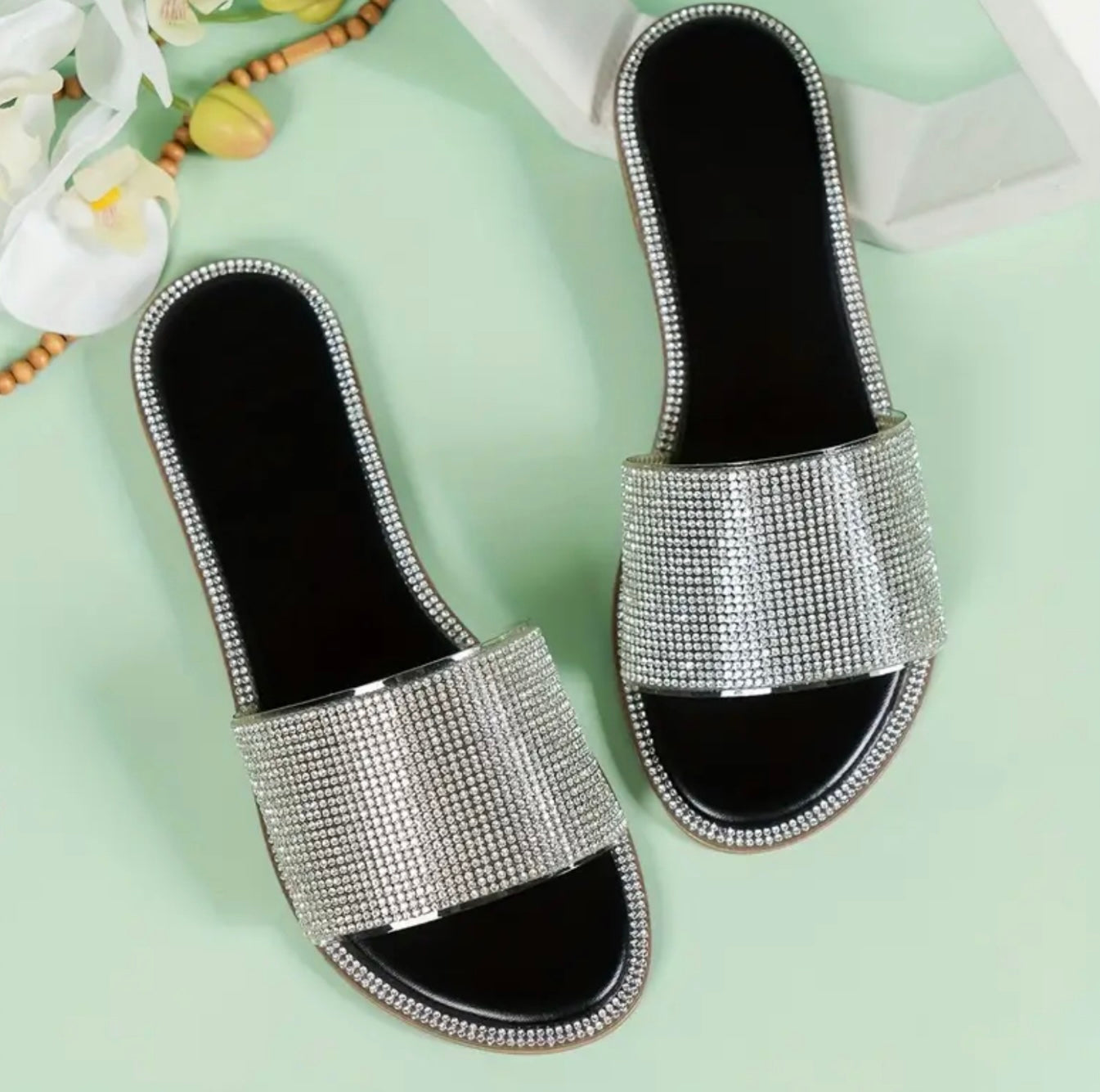 Crystal embellished sliders