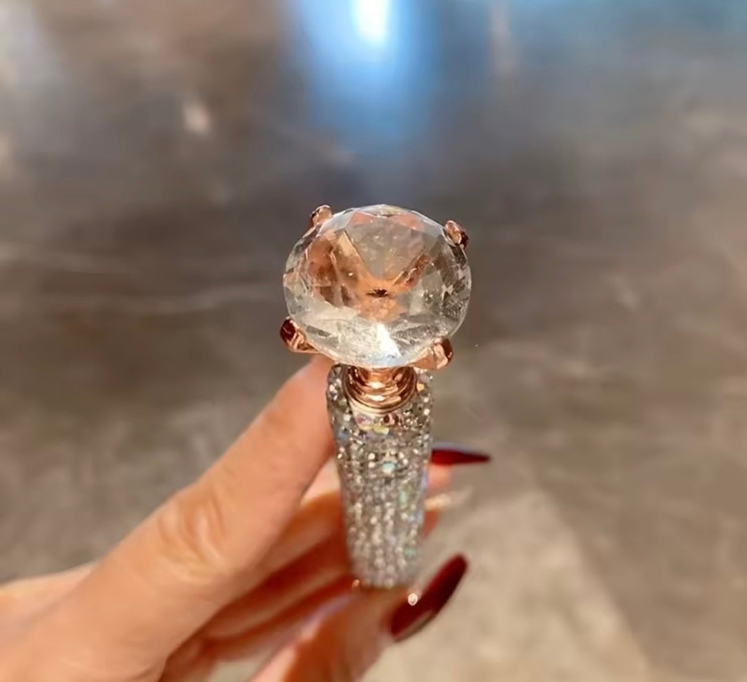 Crystal diamanté ballpoint pen with large gem top and rose gold detail