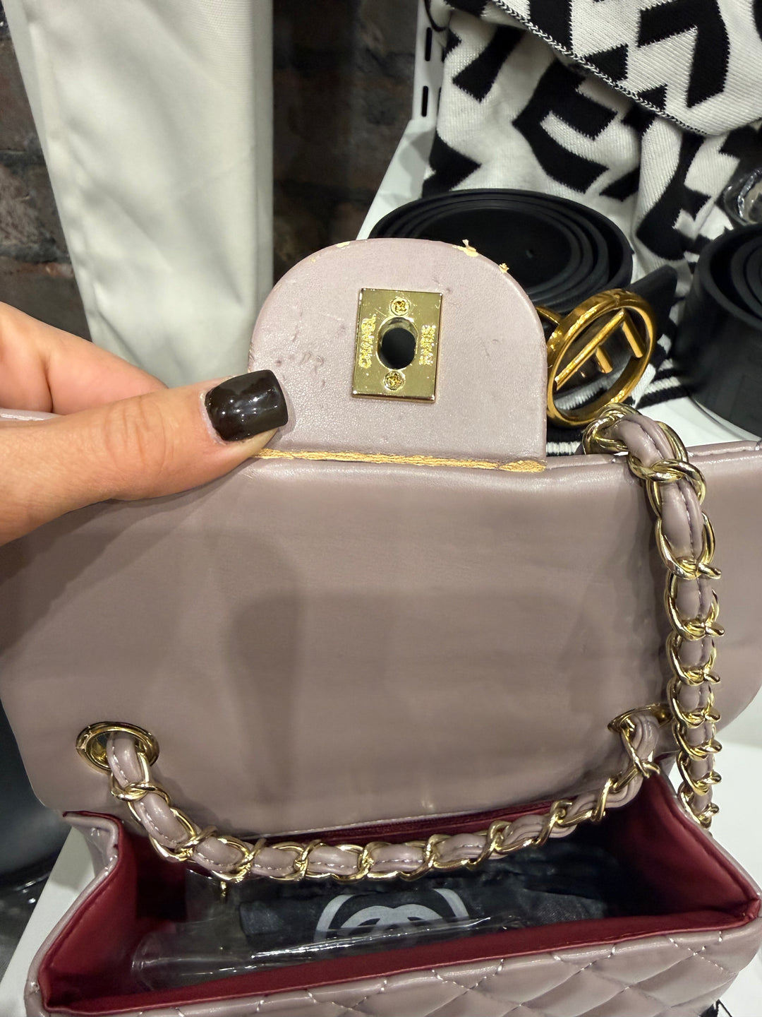 Mauve Quilted Handbag