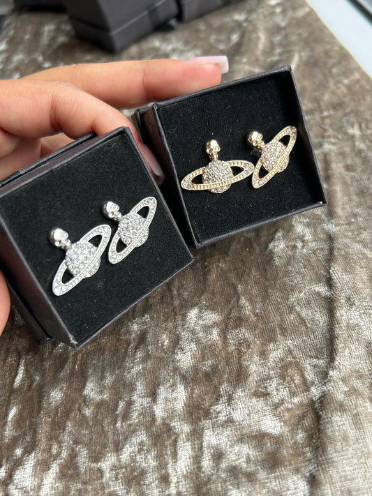 Fashion silver/gold planet earrings