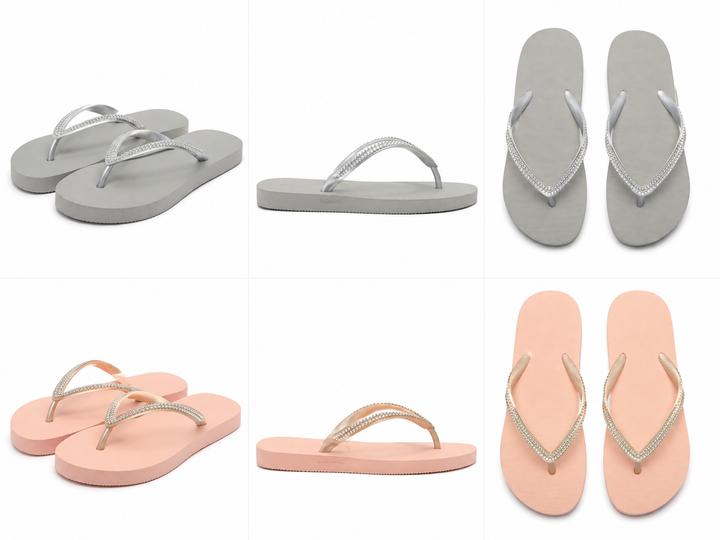 Crystal gem embellished flip flops 