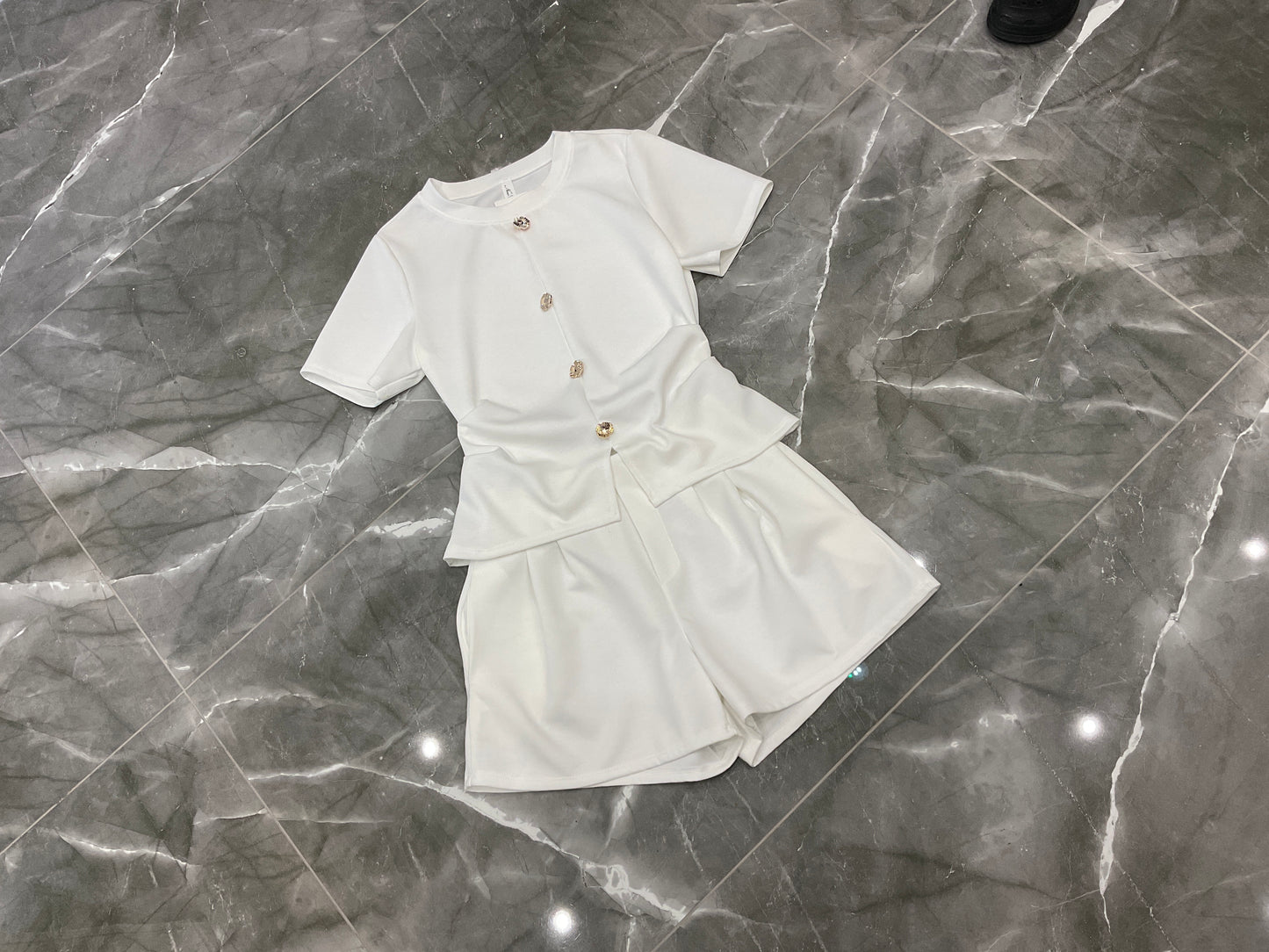 Gold button detail short co ord