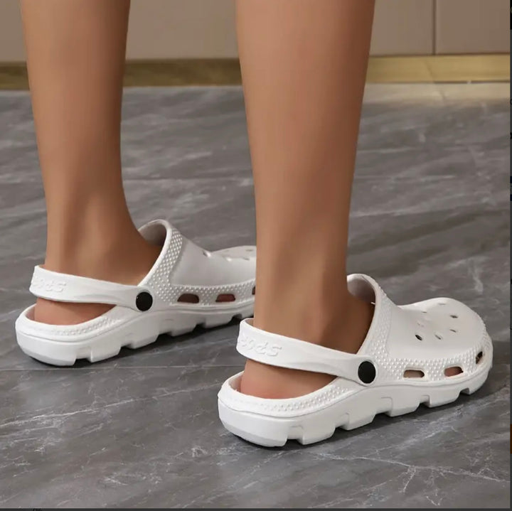 White clog style slider sandals