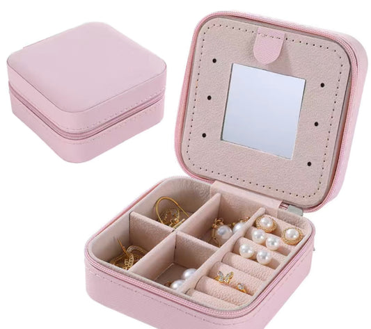 Travel jewellery box pink