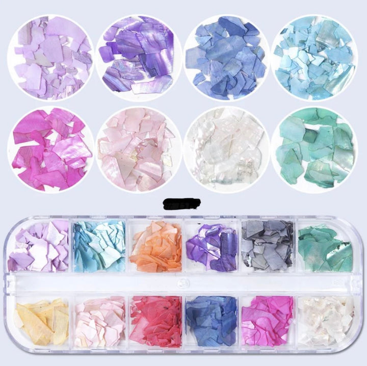 shell nail art for nail design - 12 different colour in 1