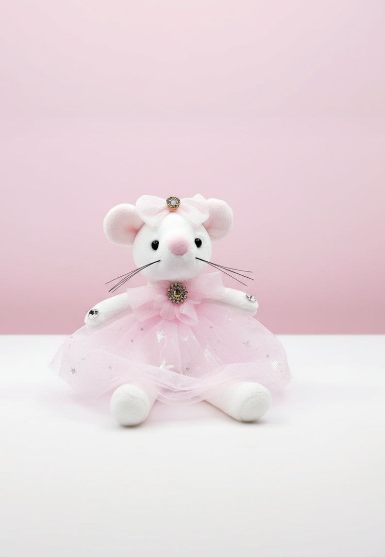 Blush pink and shuts mouse keyring 