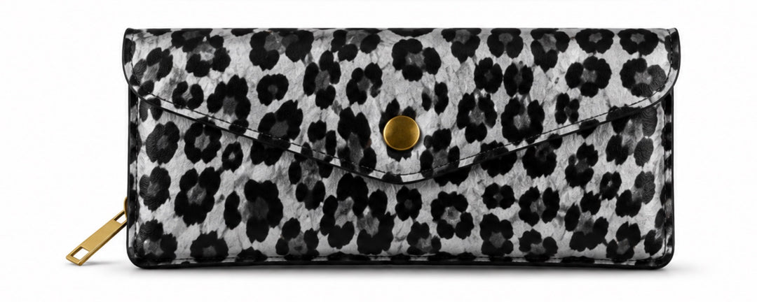 Real leather leopard print purse