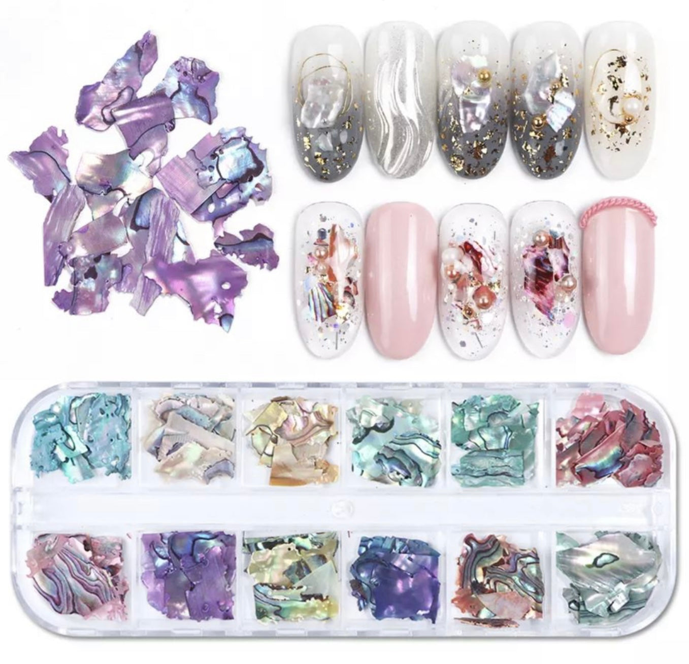 Mother of Pearl Shell Pieces Nail Art