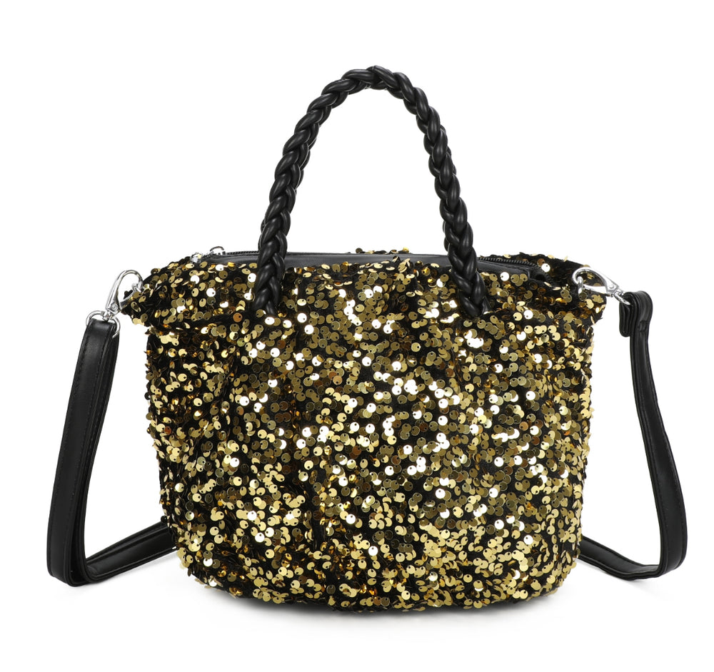 Gold sequin embellished grab bags 