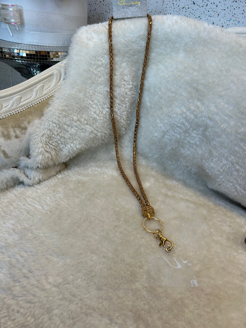 Gold crystal style necklace lanyard 
