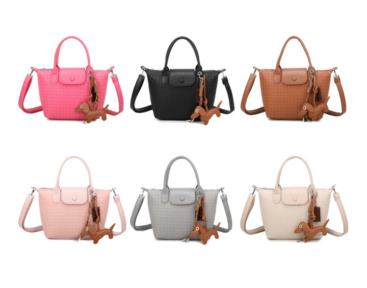 Dog Charm Tote Grab Bag Handbag