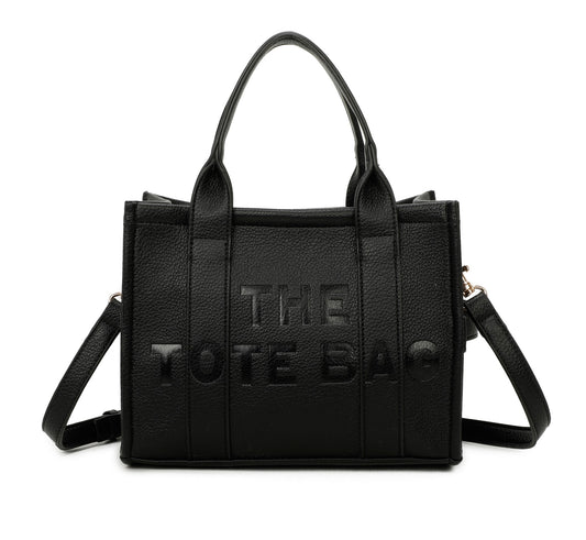 Debossed small tote handbag