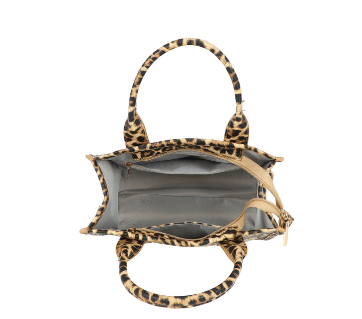 Leopard print tote bag with &