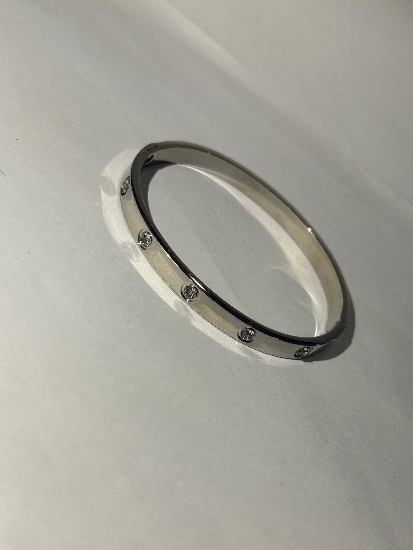 Silver gem bangle bracelet