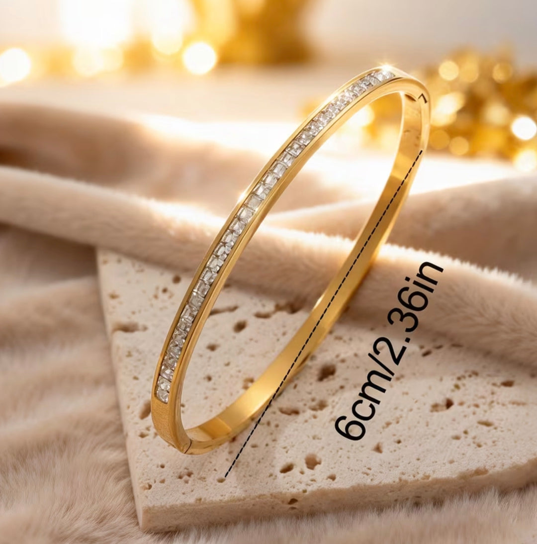 Luxury Silver Or Gold Crystal Bangle Bracelet Set