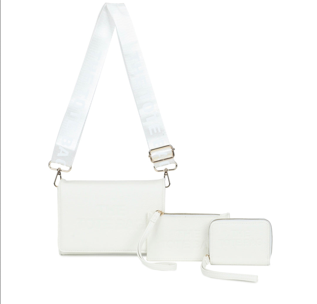 3 in 1 Crossbody Tote Bag Set with Matching Purse &amp; Wristlet