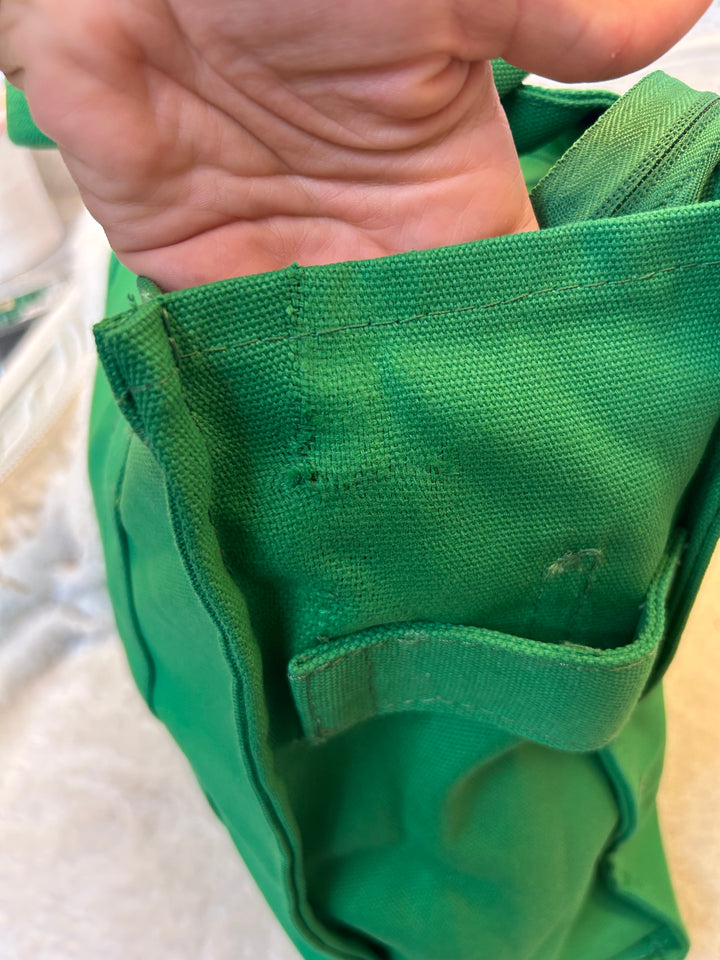 Close-up of the green tote bag 