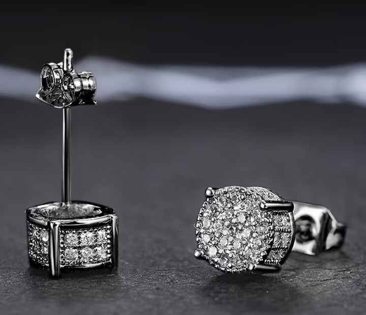 Round cluster crystal stud earrings with sparkling stones