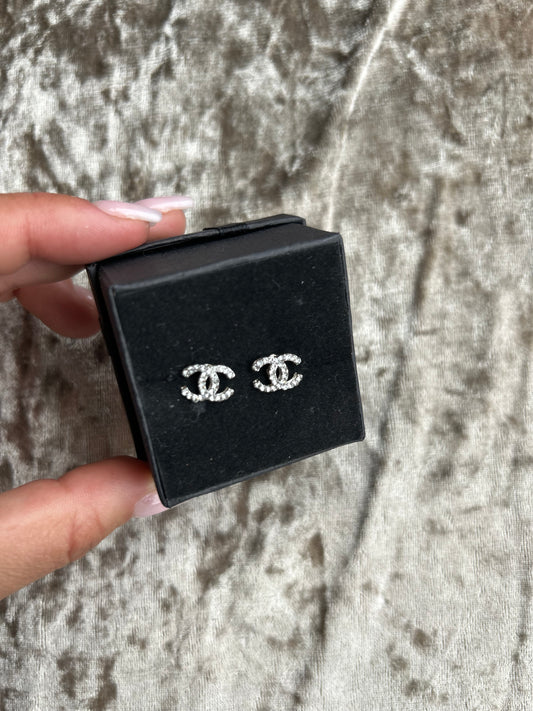 Large crystal stud letter earrings