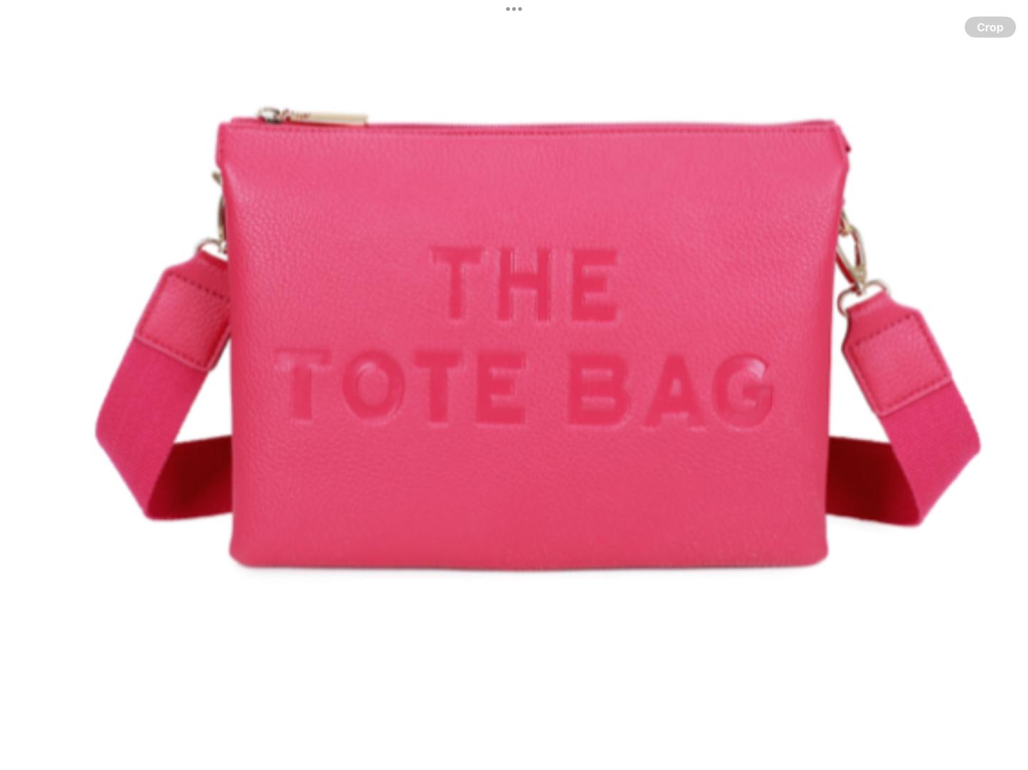 Tote crossbody bag with text strap