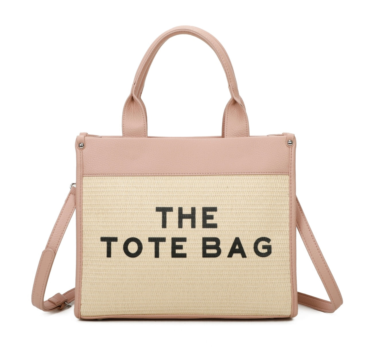 Pink Hessian two-tone tote bag with handles