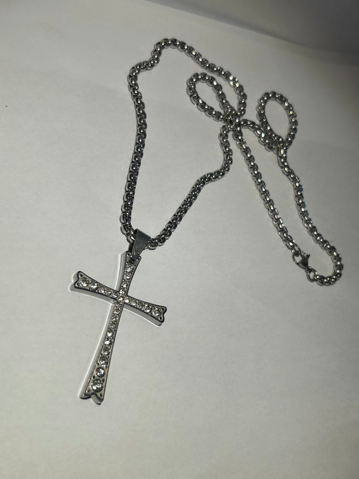 Large Crystal detailed cross shaped pendant