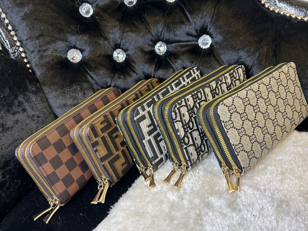 Double zip print purse