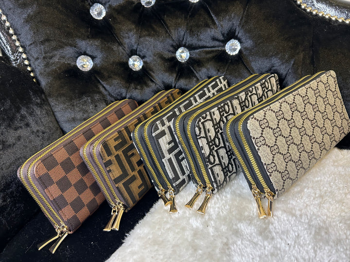 Double zip print purse
