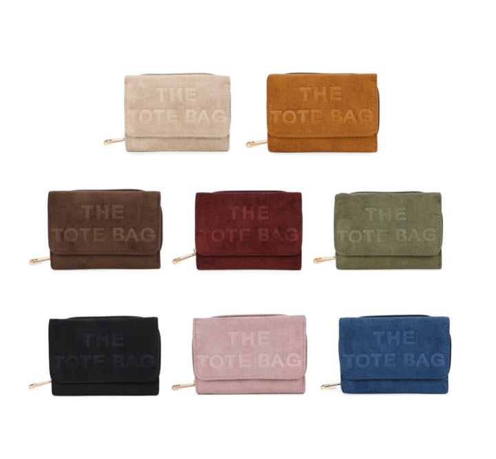 Faux Suede Mini Tote Bag Purse with Logo Detail