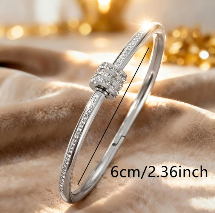 Luxury Silver Or Gold Crystal Bangle Bracelet Set
