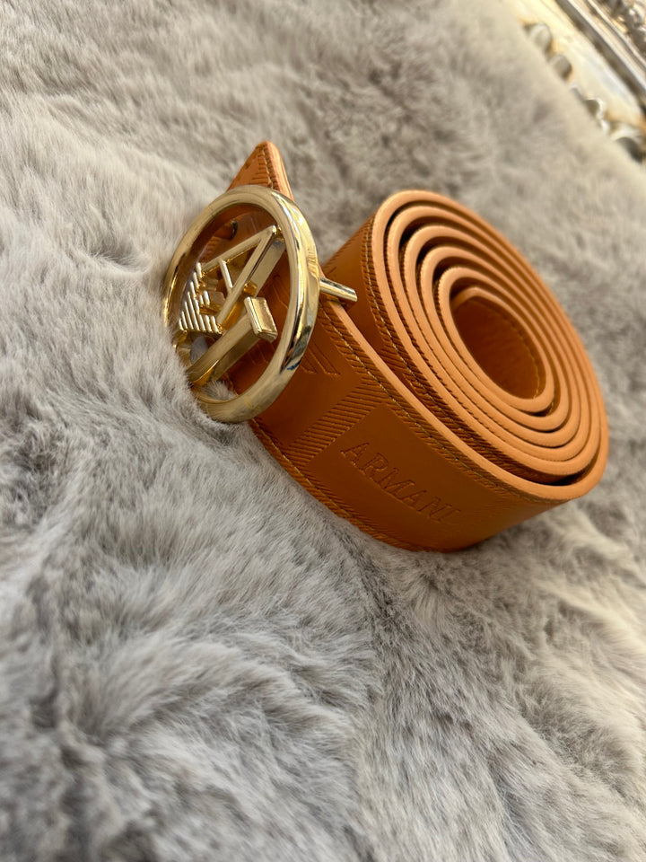 Brown and gold belt