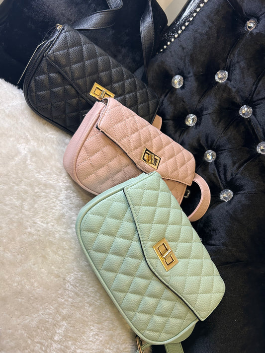 Quilted gold detail crossbody bags