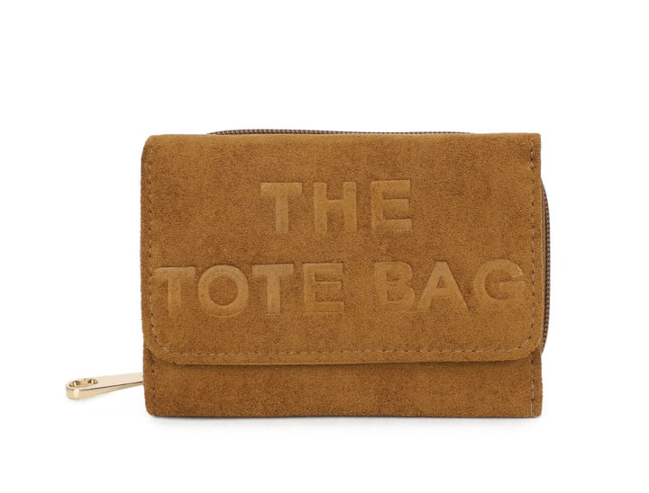 Faux Suede Mini Tote Bag Purse with Logo Detail