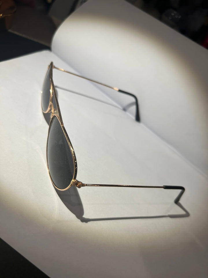 Small black framed gold detail sunglasses 