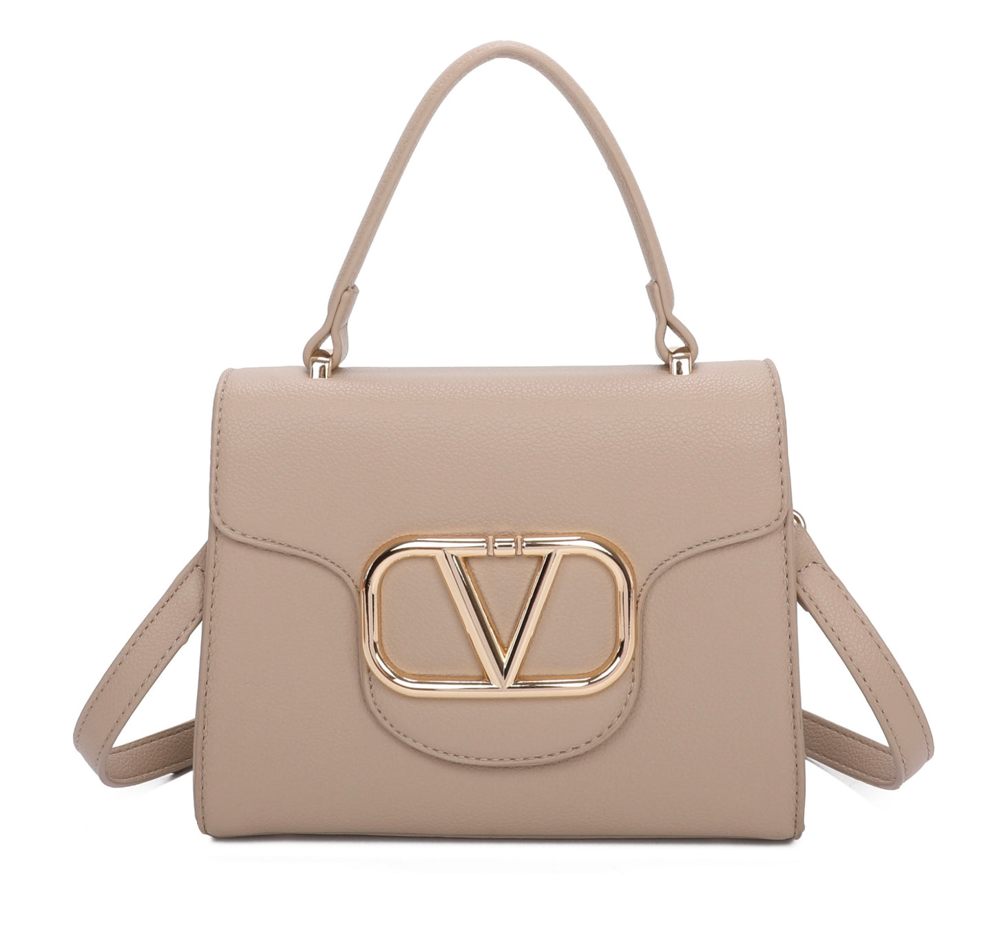 Mini gold detailed v handbag