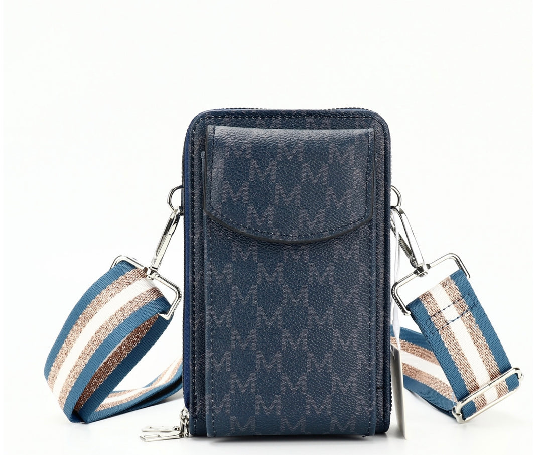 Navy crossbody phone purse bag with jazzy strap