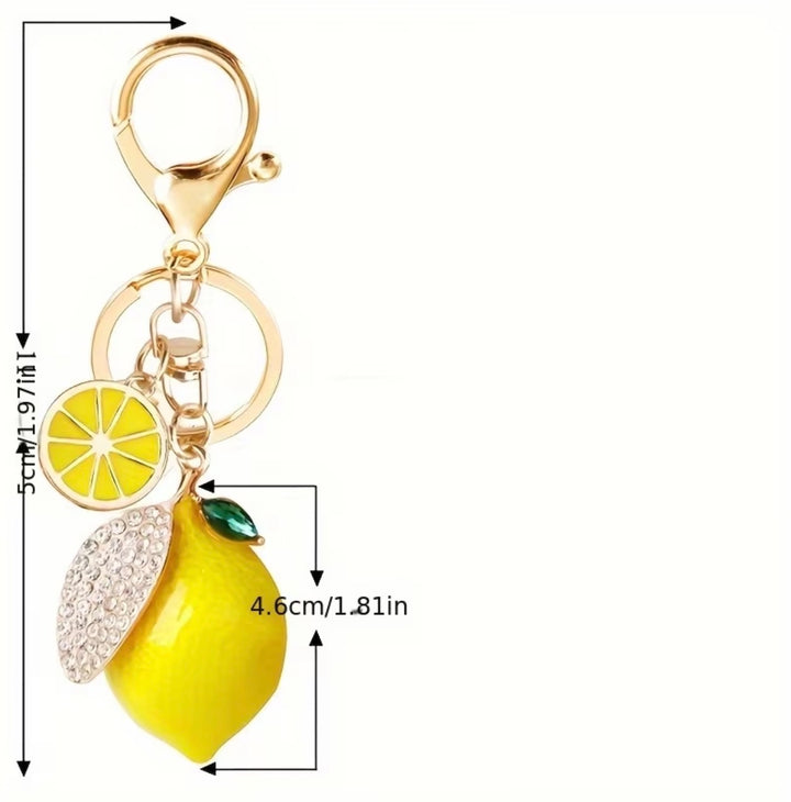 Crystal Lemon Charm Keyring