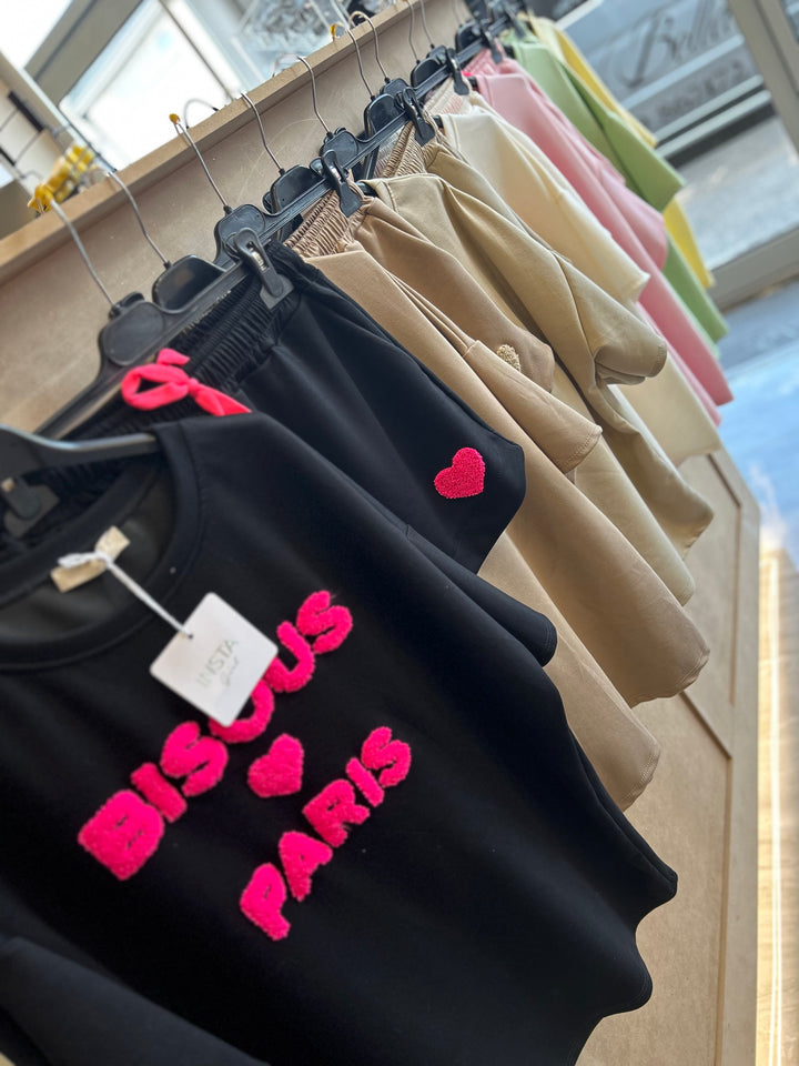 Sending kisses Bisous Paris top &amp; shorts set –Designed for sizes 8-12, this short lounge wear set offers both comfort...