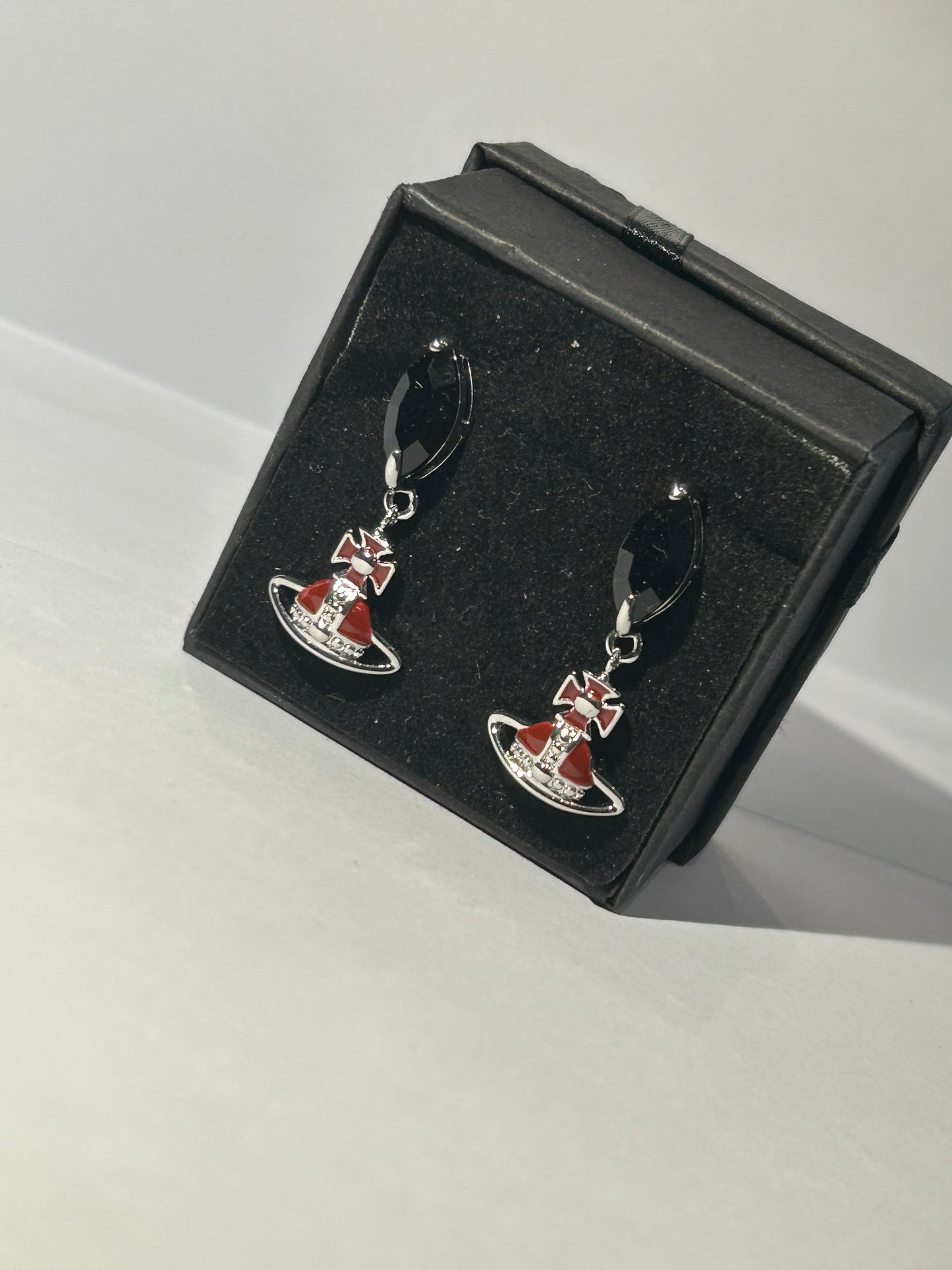 Crystal red dangle plant earrings