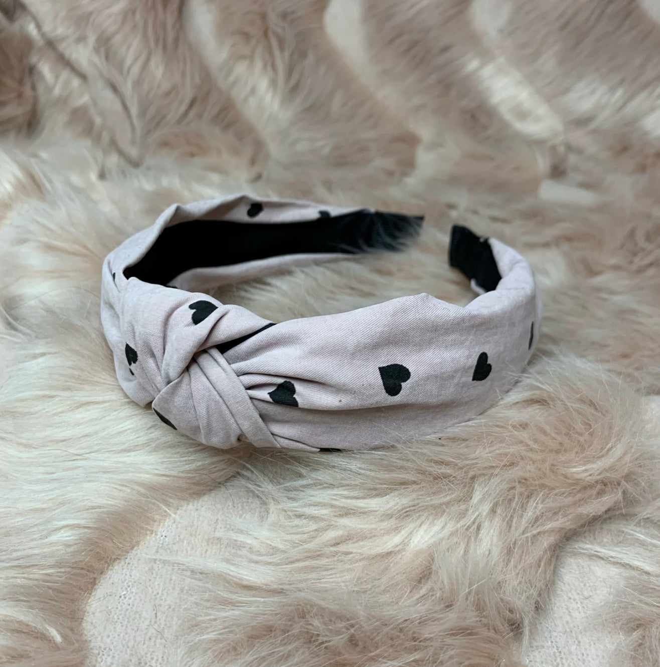 Heart print head band, pink or mint