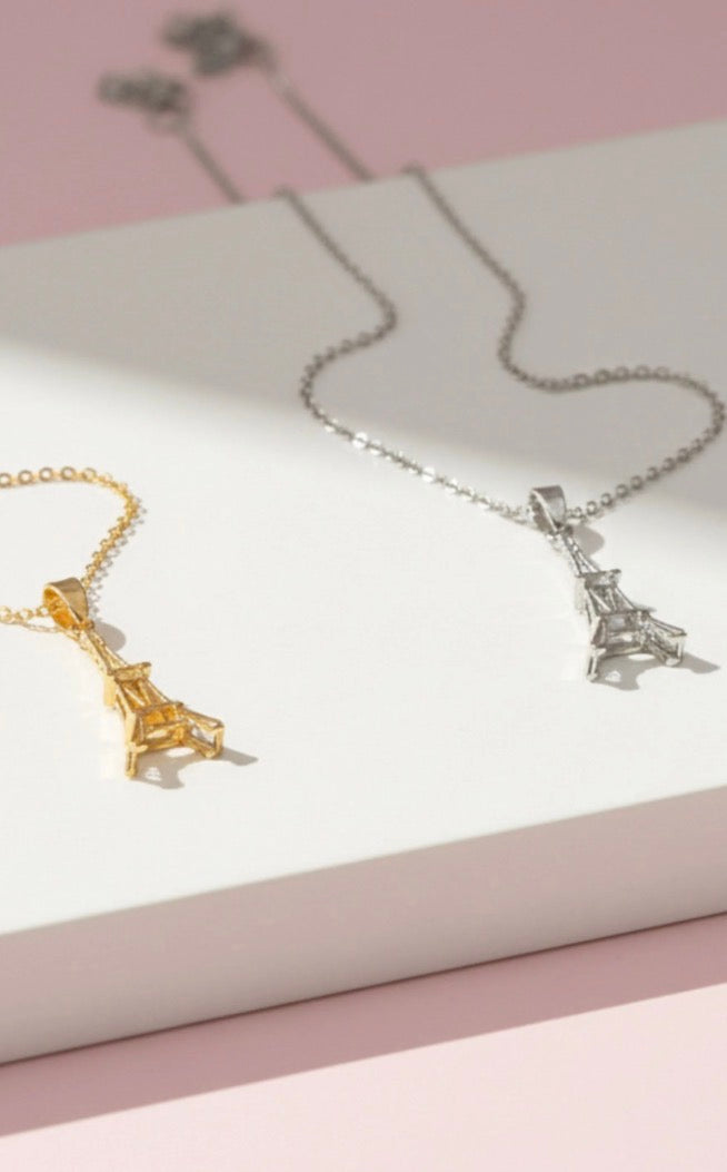 Parisian Eiffel Tower Crystal Pendant Necklace