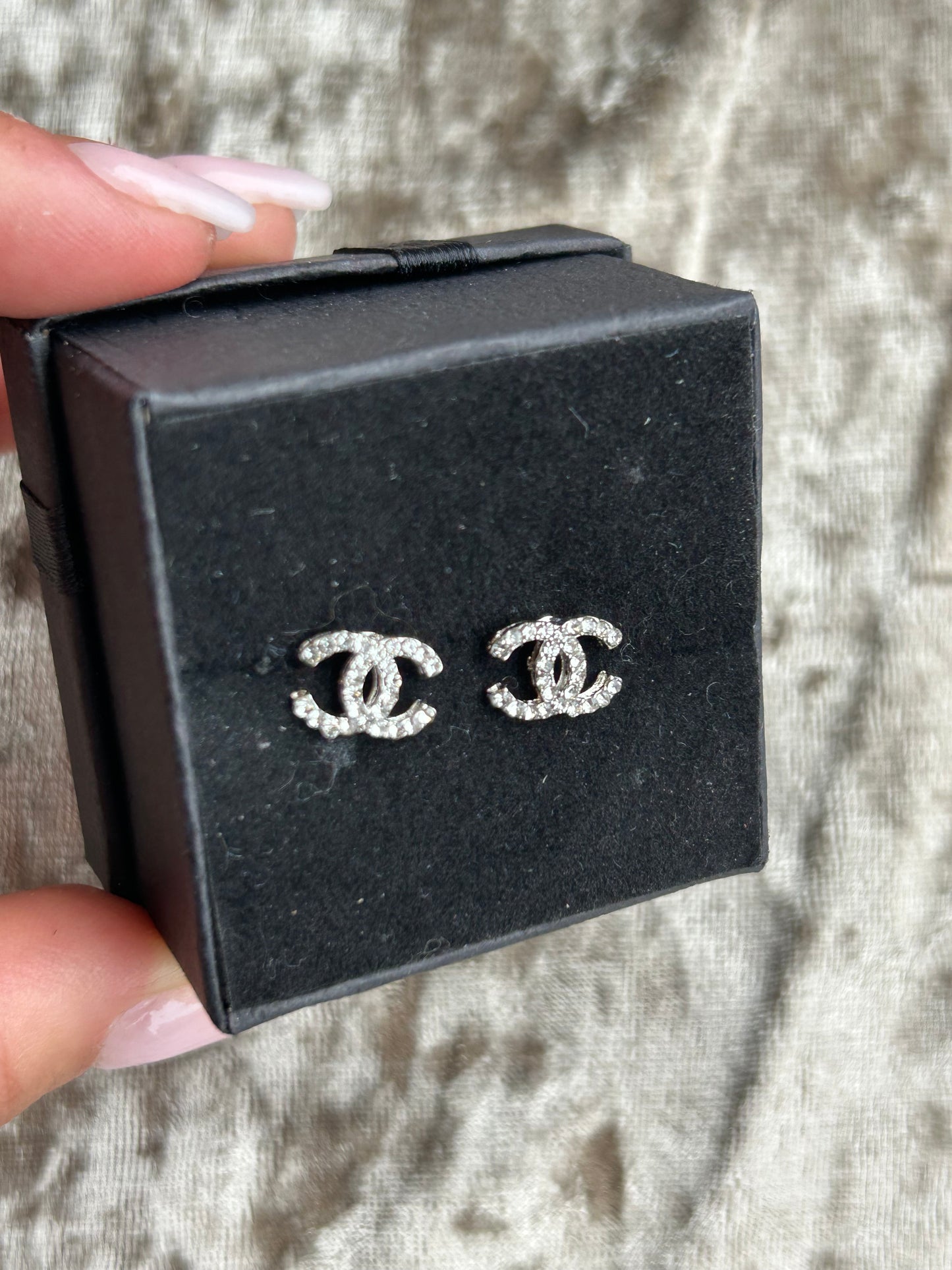 Large crystal stud letter earrings
