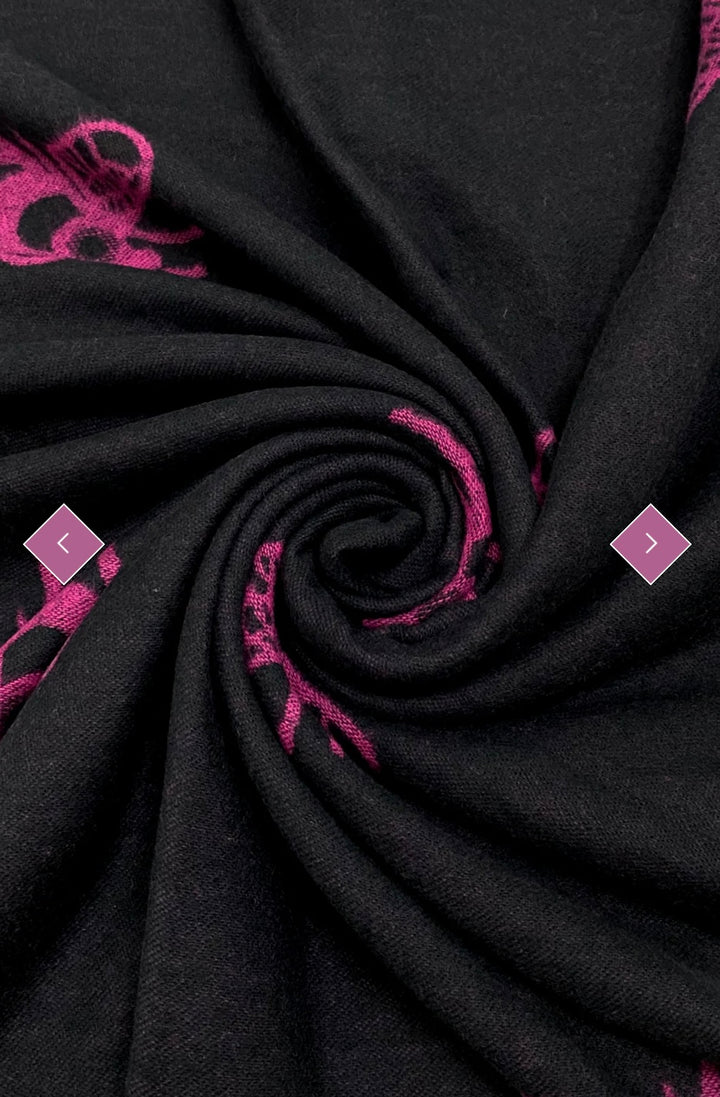 Black scarf with bee detail pattern 