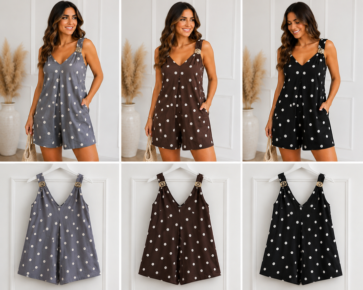 Gold Detail Polka Dot Playsuit