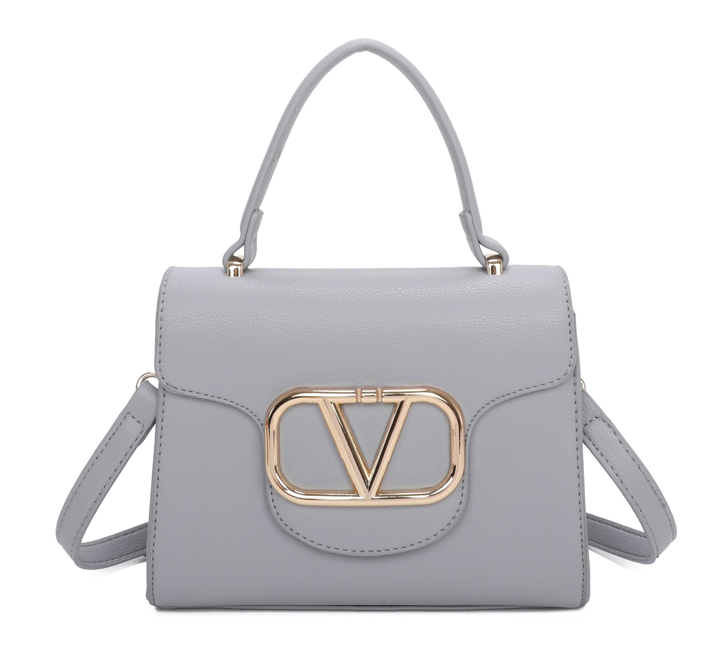 Mini gold detailed v handbag